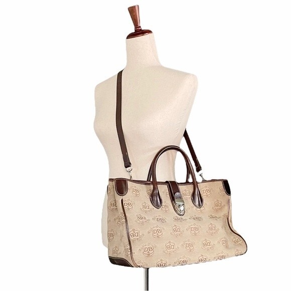 Dooney & Bourke Signature Crest Logo Double Handle Large Satchel Removable Strap - Picture 1 of 15